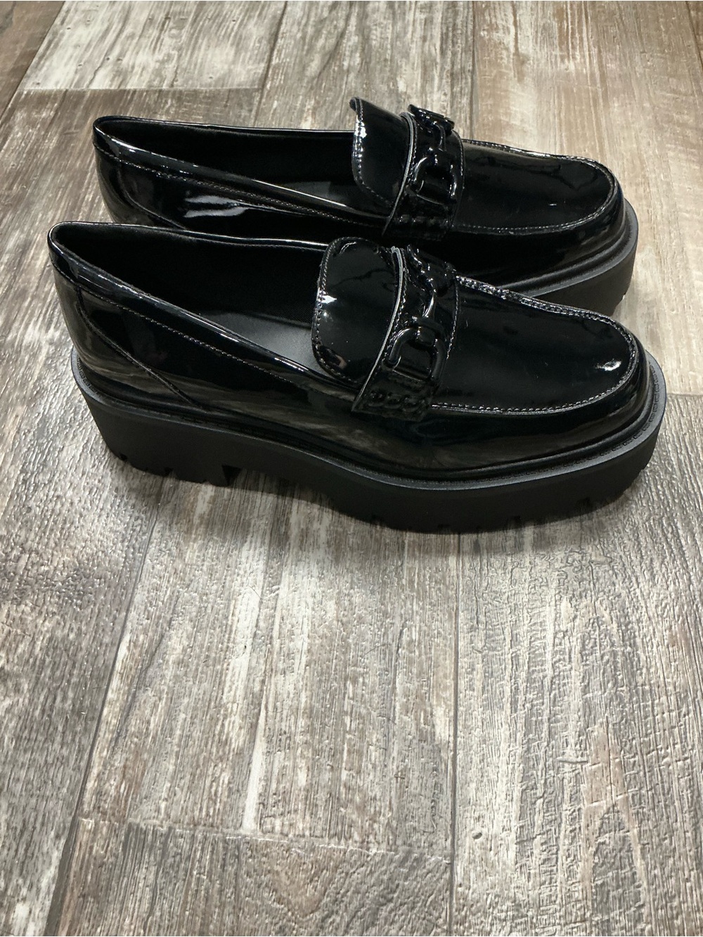 Aldo Black Patent Platform Loafers Size 9 - Picture 10 of 16